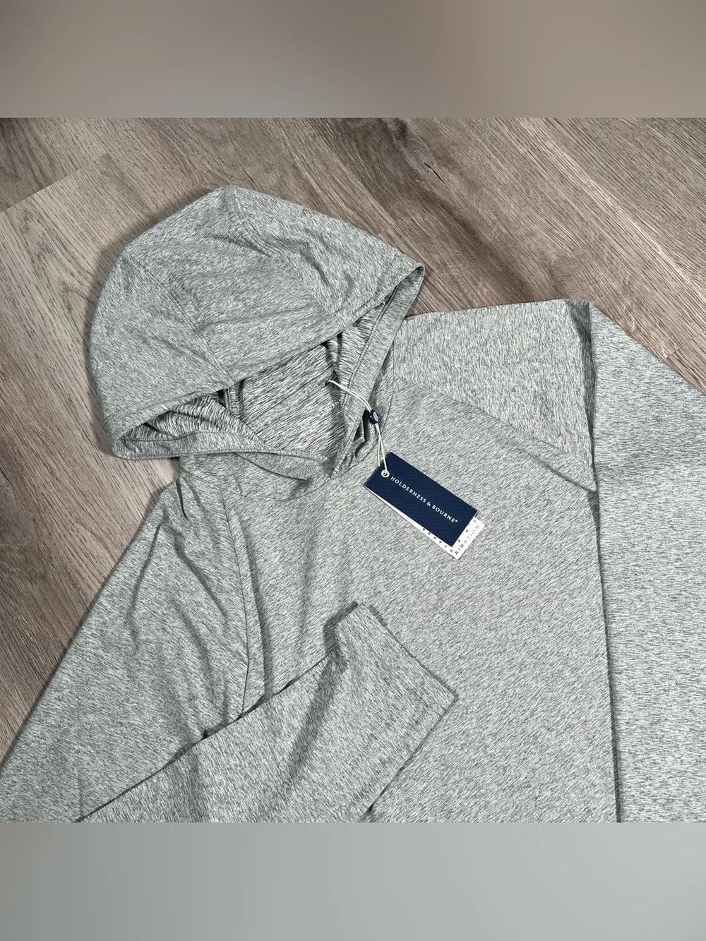 New Holderness & Bourne Dunbar Pullover Mens M Heathered Ivy Gray Golf Hoodie